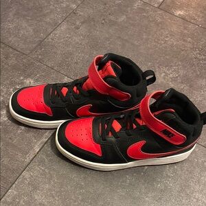 Nike Kids Red and Black High-Top Sneakers